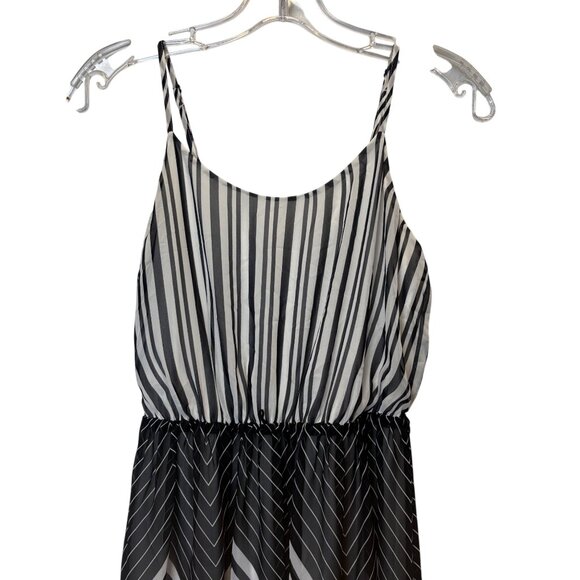 Candies‎ Black & White Chevron Striped Maxi Dress S Retro Y2K Adj Straps Lined - Picture 5 of 10